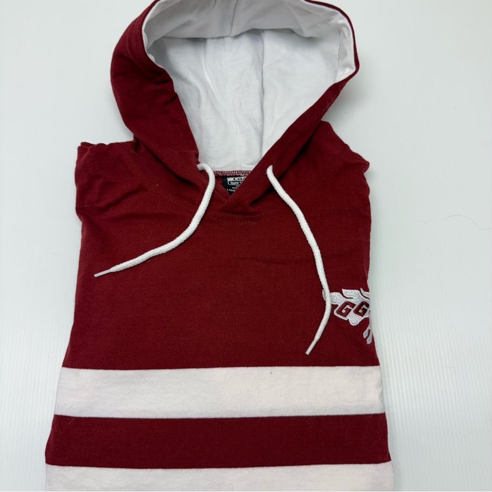 T249- Casual Burgundy and White Hoodie by Barbarian Rugby